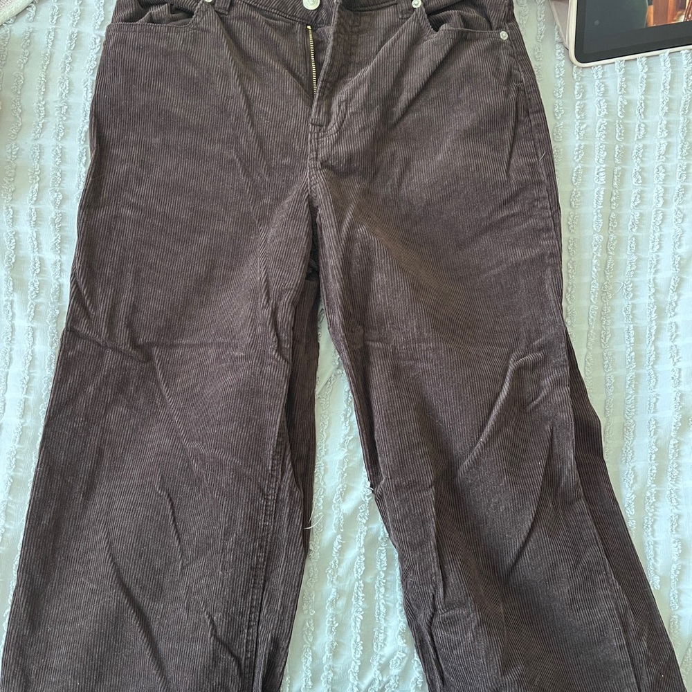 Brown Corduroy Pants with Straight Leg Design